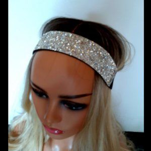 Glitter Crystal Rhinestone Headband Flat Wide Band Wig Hair Head Band for women!